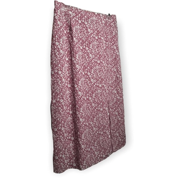 ModCloth Women's Pink & White Floral Straight Skirt With Front Slit Size M - Picture 11 of 11
